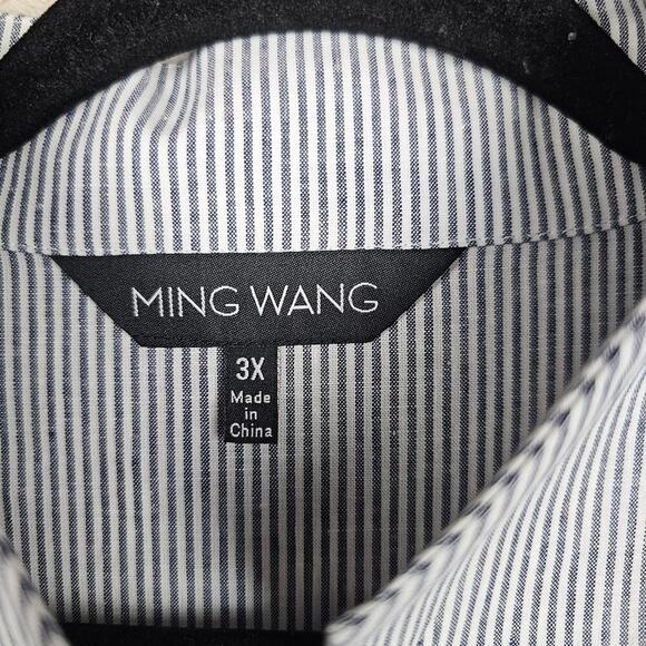 Ming Wang Blouse 3X Sleeveless Linen Striped Minimal Modern Quiet Luxury Classic - Picture 3 of 9
